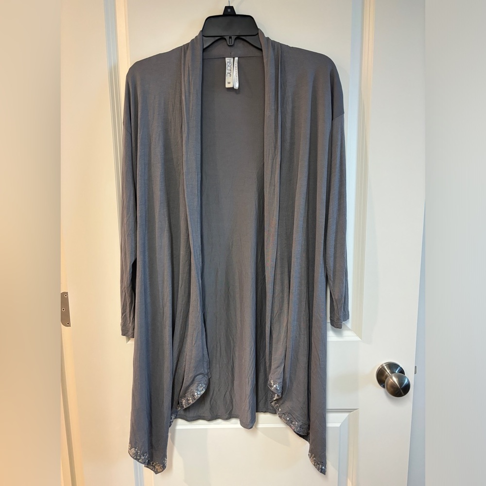 Kische Long Sleeve Cardigan with Hem Detail Color Gray Size M